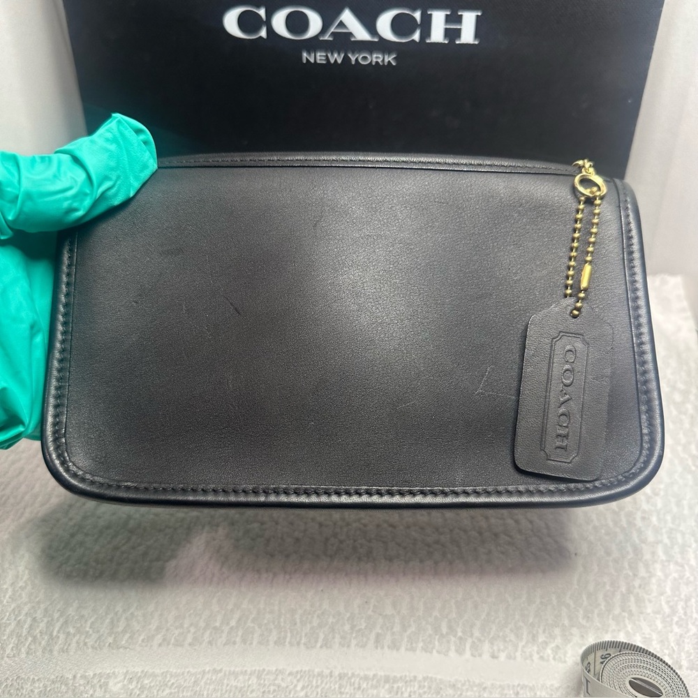 Coach Makeup Black Leather Bag.
